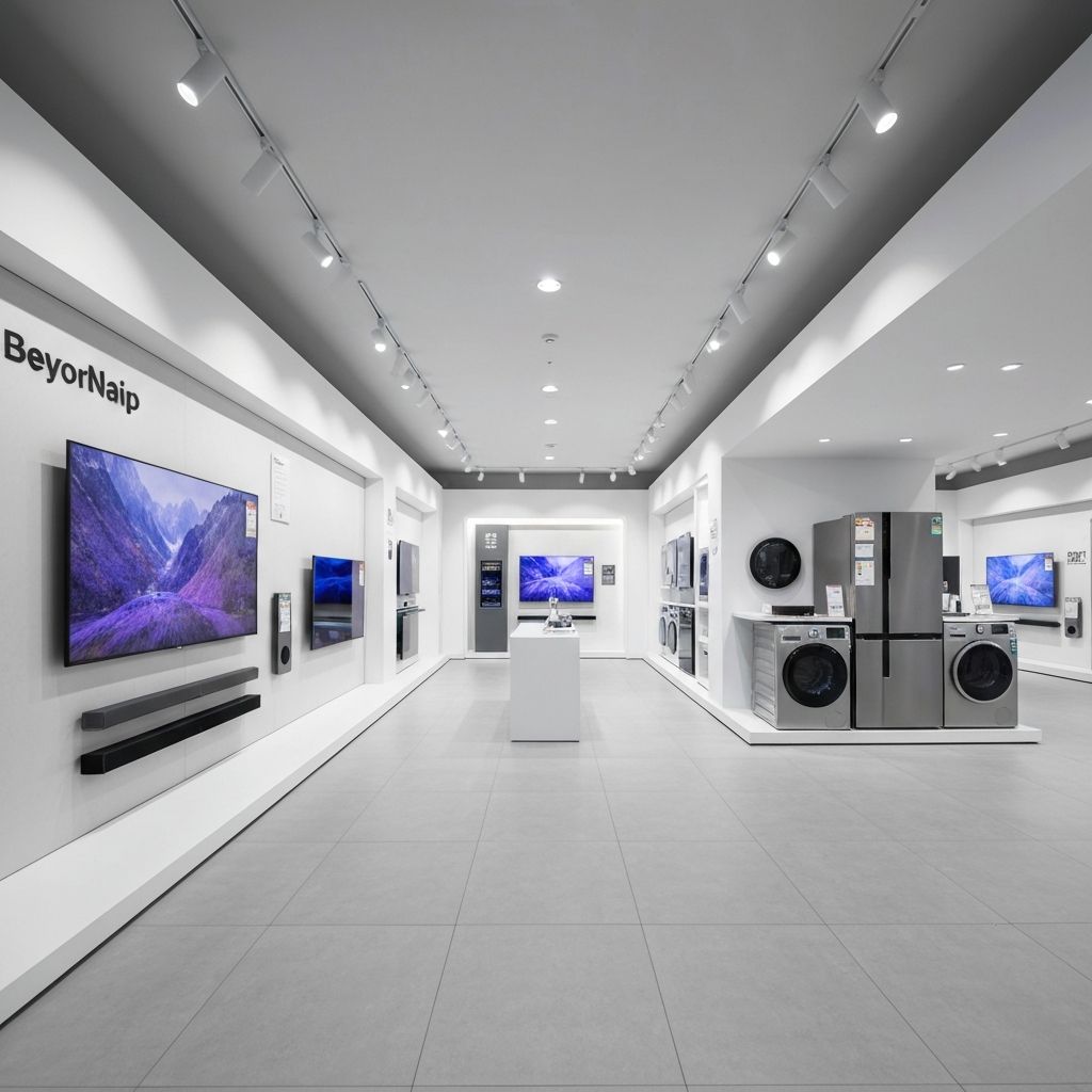 Lucky Mart Electronics - Showroom dengan AC, TV LED, Kulkas, dan Mesin Cuci